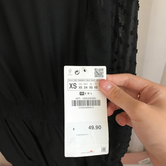 Zara Black Dotted Mesh Romper - Picture 4 of 6